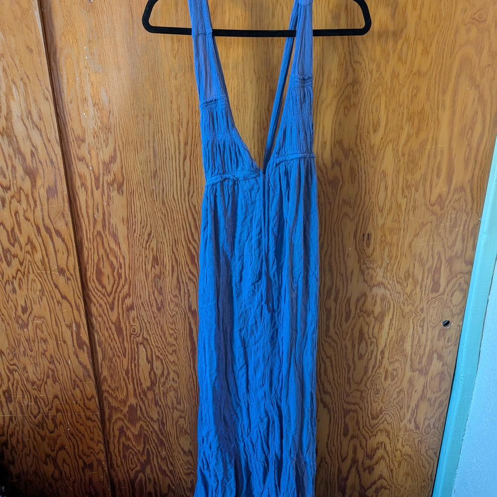 Free People Textured Blue Dress